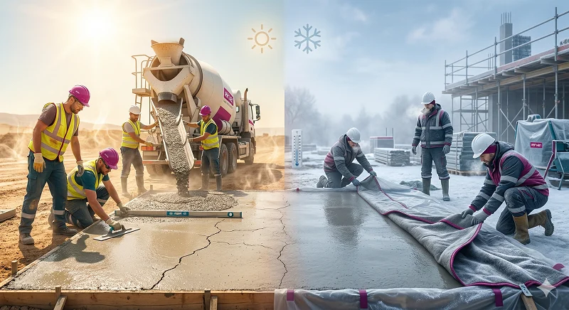 Representing the summer vs winter impact on concrete